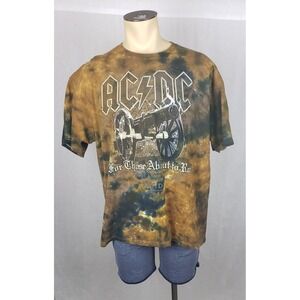 AC/DC Tie Dye T Shirt For Those About To Rock Mens 2XL Band Grunge 80s 90s Retro